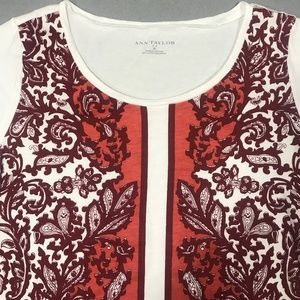 Red Pattern Ann Taylor Short Sleeve Shirt
